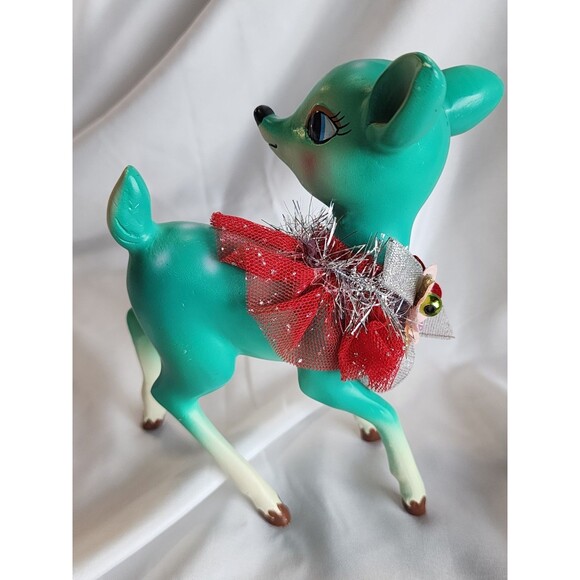 Hobby Lobby Retro Teal Turquoise Christmas Reindeer Deer Figurine  Vintage Look - Picture 3 of 9